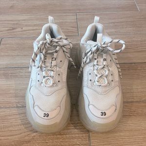 Balenciaga Triple S Clear Sole logo-embroidered leather and mesh sneakers
